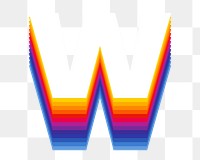 Letter w png retro colorful layered alphabet, transparent background