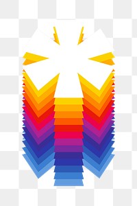 Asterisk  sign png retro colorful layered symbol, transparent background