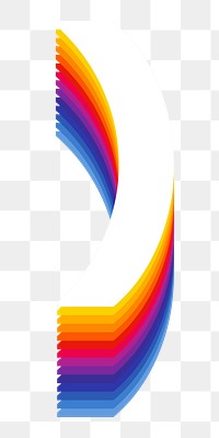 Parentheses  sign png retro colorful layered symbol, transparent background