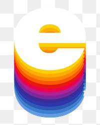 Letter e png retro colorful layered alphabet, transparent background