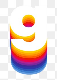 Letter g png retro colorful layered alphabet, transparent background