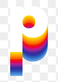 Letter p png retro colorful layered alphabet, transparent background