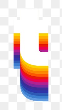Letter t png retro colorful layered alphabet, transparent background