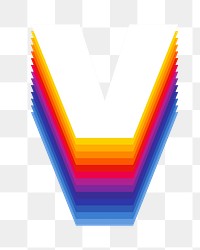 Letter v png retro colorful layered alphabet, transparent background