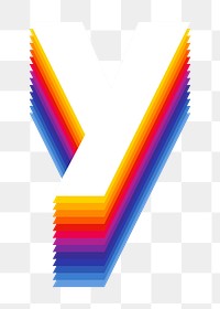 Letter y png retro colorful layered alphabet, transparent background