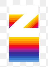 Letter z png retro colorful layered alphabet, transparent background