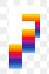 Letter f png retro colorful layered alphabet, transparent background