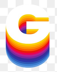 Letter g png retro colorful layered alphabet, transparent background