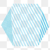 PNG blue striped hexagon, digital element, transparent background