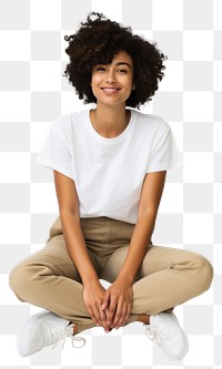 PNG Black woman sitting smiling sleeve