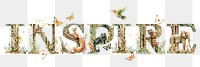 Inspire word sticker png element, editable  botanical animal font design