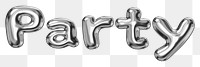 Party word sticker png element, editable fluid chrome font design