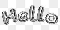 Hello word sticker png element, editable fluid chrome font design