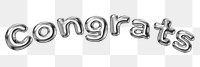 Congrats word sticker png element, editable fluid chrome font design