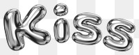 Kiss word sticker png element, editable fluid chrome font design