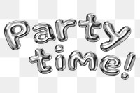 Party time! word sticker png element, editable fluid chrome font design