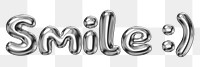 Smile word sticker png element, editable fluid chrome font design