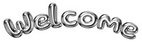 Welcome word sticker png element, editable fluid chrome font design