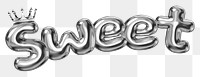 Sweet word sticker png element, editable fluid chrome font design