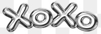 Xoxo word sticker png element, editable fluid chrome font design