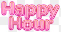 Happy hour word sticker png element, editable  pink neon font design