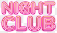 Night club word sticker png element, editable  pink neon font design