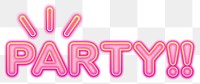 Party word sticker png element, editable  pink neon font design