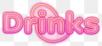 Drinks word sticker png element, editable  pink neon font design