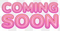 Coming Soon word sticker png element, editable  pink neon font design