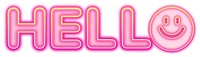 Hello word sticker png element, editable  pink neon font design