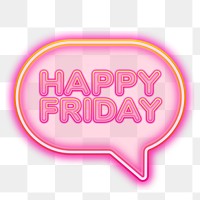 Happy Friday word sticker png element, editable pink neon font design