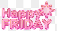 Happy Friday word sticker png element, editable  pink neon font design