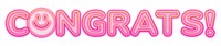 Congrats word sticker png element, editable  pink neon font design