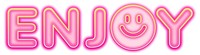 Enjoy word sticker png element, editable  pink neon font design