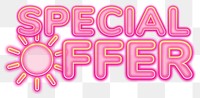 Special Offer word sticker png element, editable  pink neon font design
