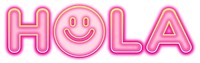Hola word sticker png element, editable  pink neon font design