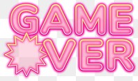 Game Over word sticker png element, editable  pink neon font design
