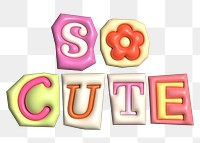 So cute word sticker png element, editable puffy magazine font design