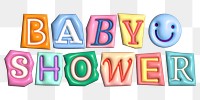 baby shower word sticker png element, editable puffy magazine font design