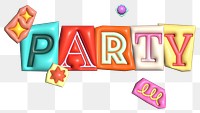 Party word sticker png element, editable puffy magazine font design