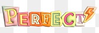 Perfect word sticker png element, editable puffy magazine font design