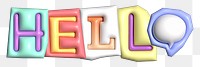 Hello word sticker png element, editable puffy magazine font design