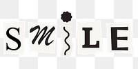 Smile word sticker png element, editable magazine noir font design