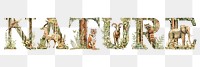 Nature word sticker png element, editable botanical animal font design