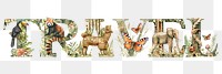 Travel word sticker png element, editable botanical animal font design