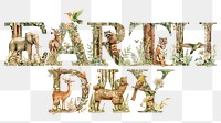 Earth day word sticker png element, editable botanical animal font design