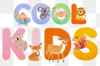 Cool kids word sticker png element, editable animal zoo font design 