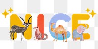 Nice word sticker png element, editable animal zoo font design 