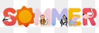 Summer word sticker png element, editable animal zoo font design 