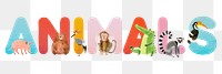 Animal word sticker png element, editable animal zoo font design 